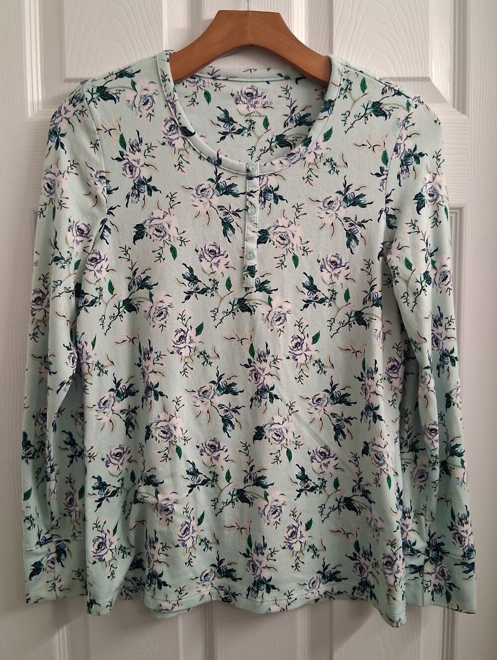 Charter Club Intimates Mint Floral Lounge Top XS